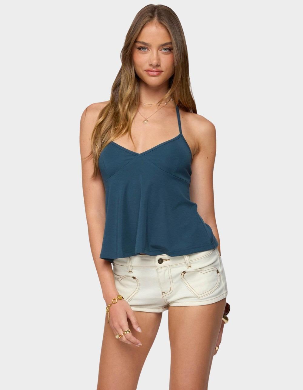 EDIKTED Leonora Halter Babydoll Top - NAVY