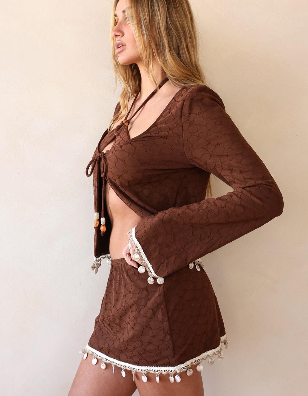 RIS-K Firecracker Mini Skirt - DARK BROWN