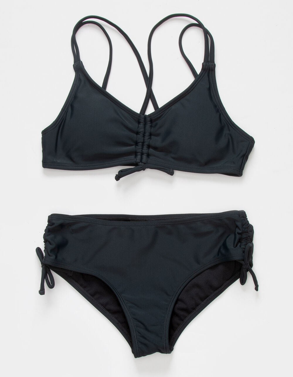 FULL TILT Cross Back Cinch Girls Bikini Set - BLACK | Tillys