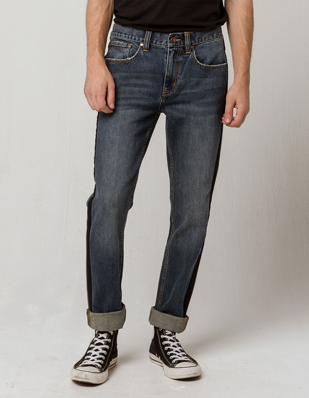 RSQ London Side Taping Mens Skinny Taper Jeans image number 2