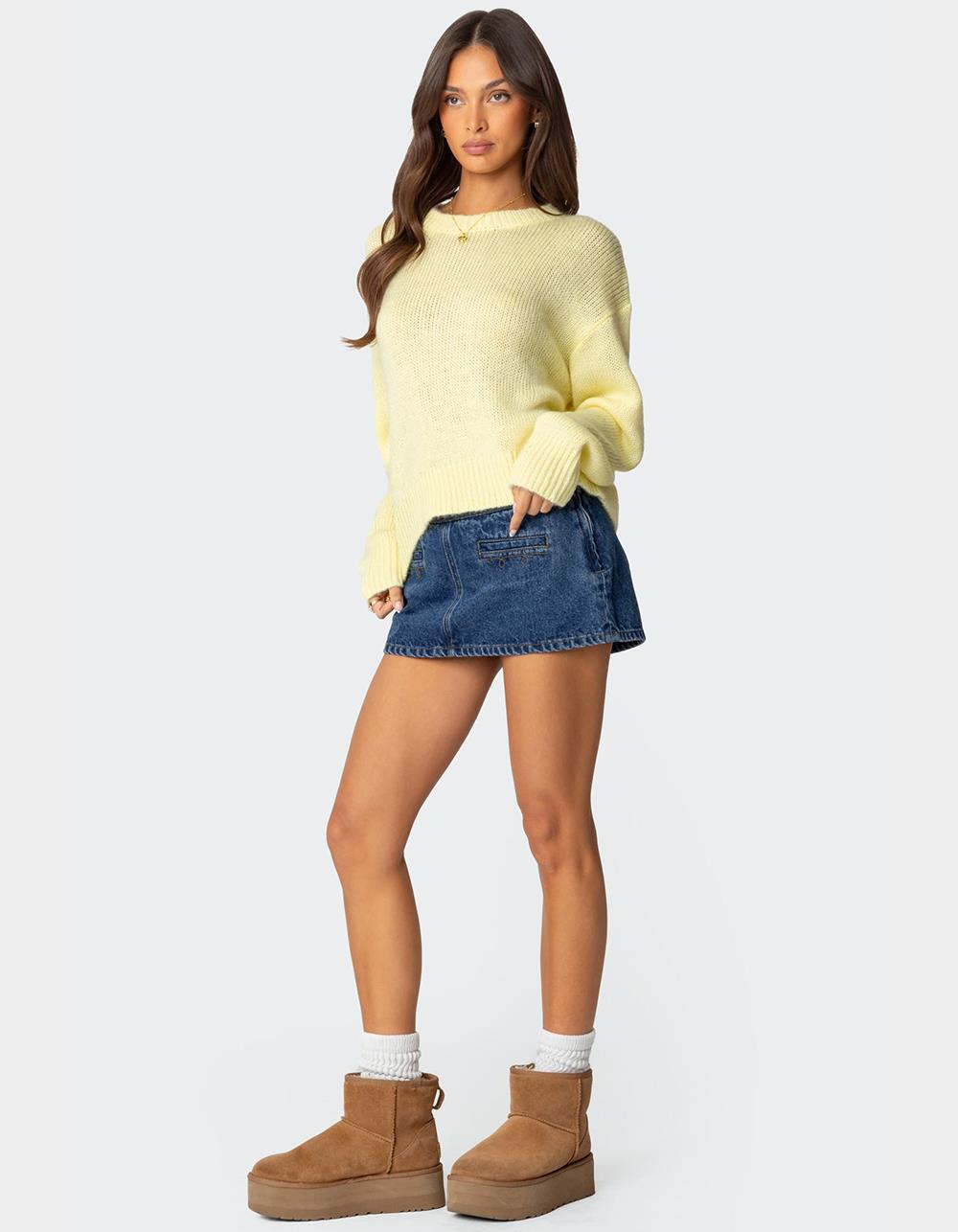 EDIKTED Kyrah Oversized Knit Sweater - YELLOW