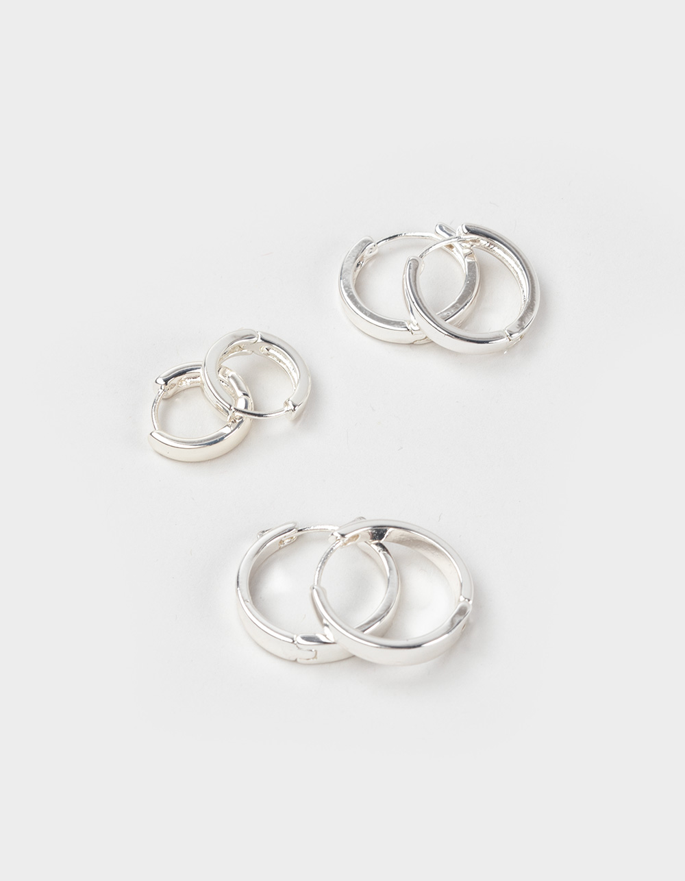 FULL TILT 3 Pack Chunky Hoop Earrings - SILVER