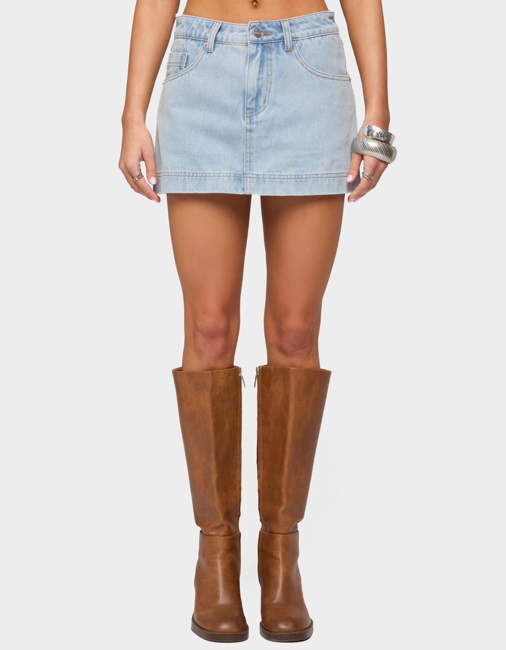 EDIKTED Shanice Denim Mini Skort - LIGHT BLUE