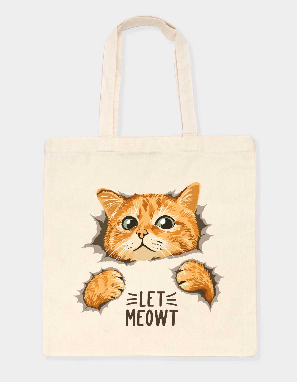 CAT Let Meowt Tote Bag - NATURAL