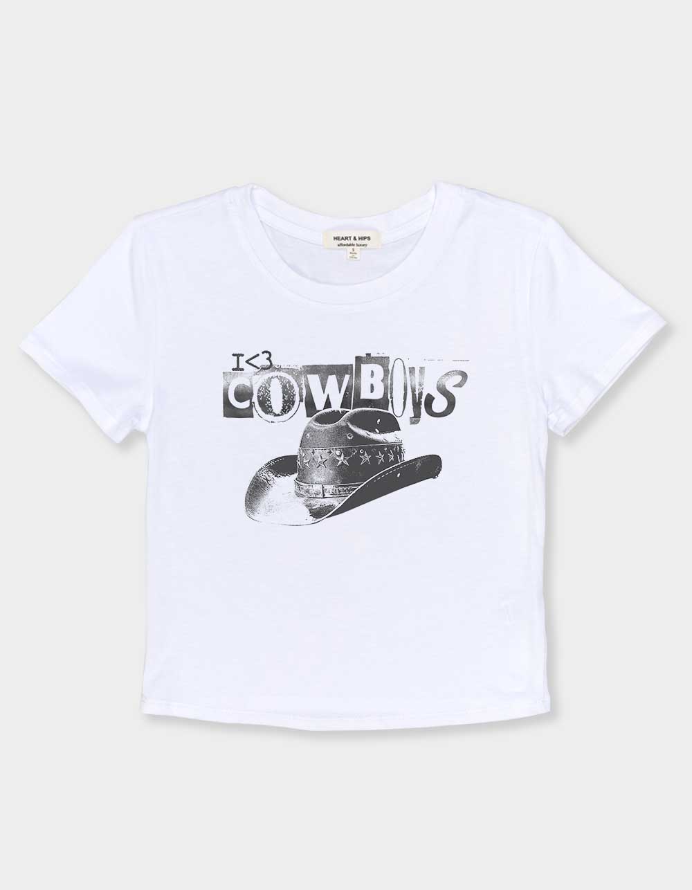 WESTERN Love Cowboys Womens Baby Tee - WHITE