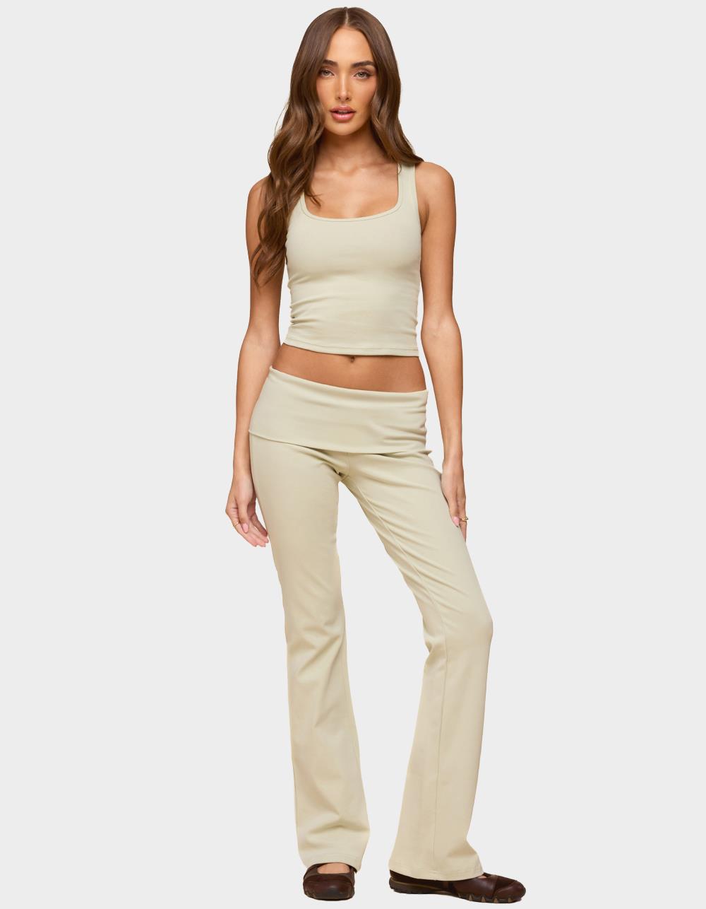EDIKTED Ivanne Foldover Flared Pants
