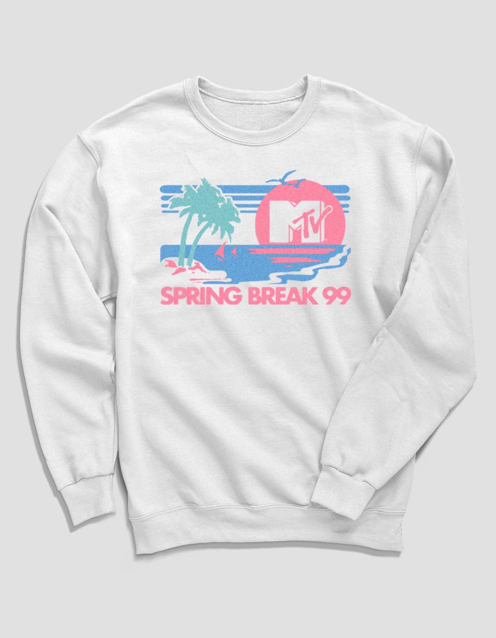 MTV Pastel Beach Unisex Crewneck Sweatshirt - WHITE