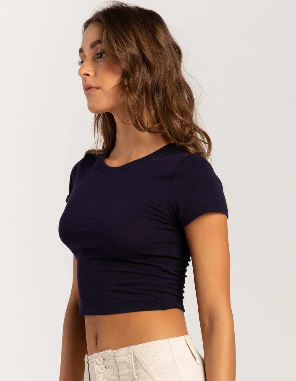 BOZZOLO Womens Cropped Tee - NAVY