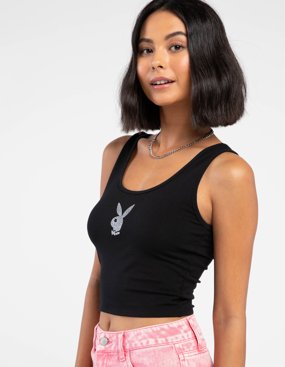 PLAYBOY Rhinestone Bunny Womens Tank Top BLACK Tillys