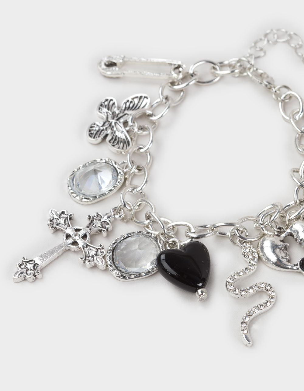 FULL TILT Cross/Snake Multi Charm Bracelet - SILVER