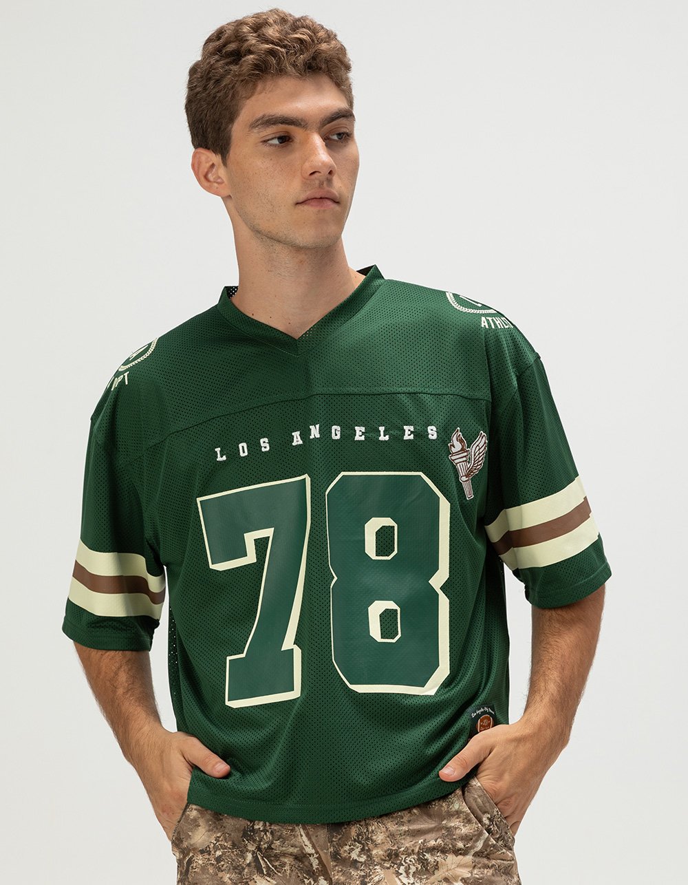 RSQ Mens Baggy Crop Mesh Jersey - GREEN
