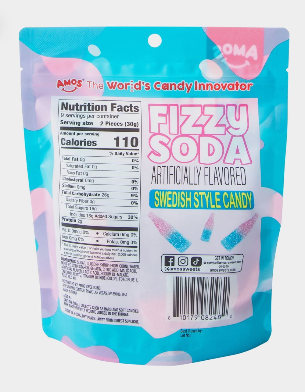 AMOS Fizzy Soda Swedish Style Gummy Candy  - MULTI