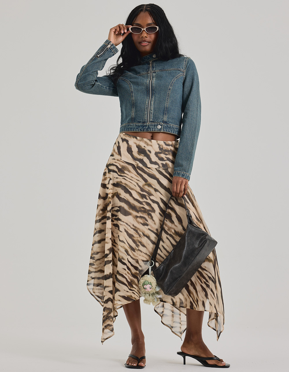 Faux Leather Shoulder Bag - WASHED BLACK