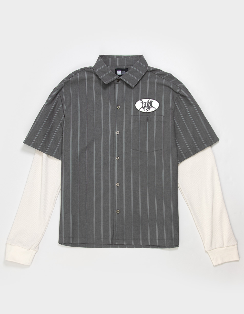 LIRA Registration Mens Long Sleeve Button Up 2fer Work Shirt - CHARCOAL