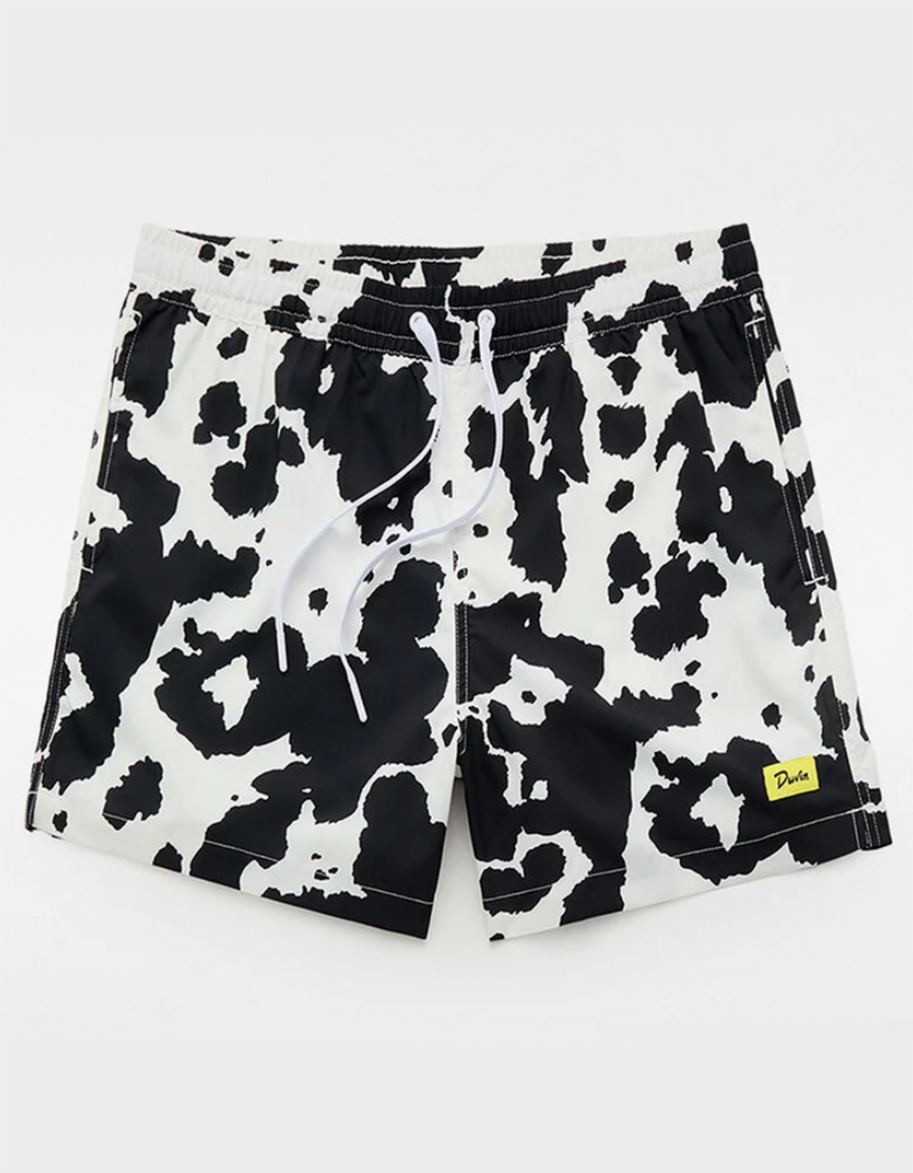 DUVIN Cow Print Mens Swim Trunks - BLACK