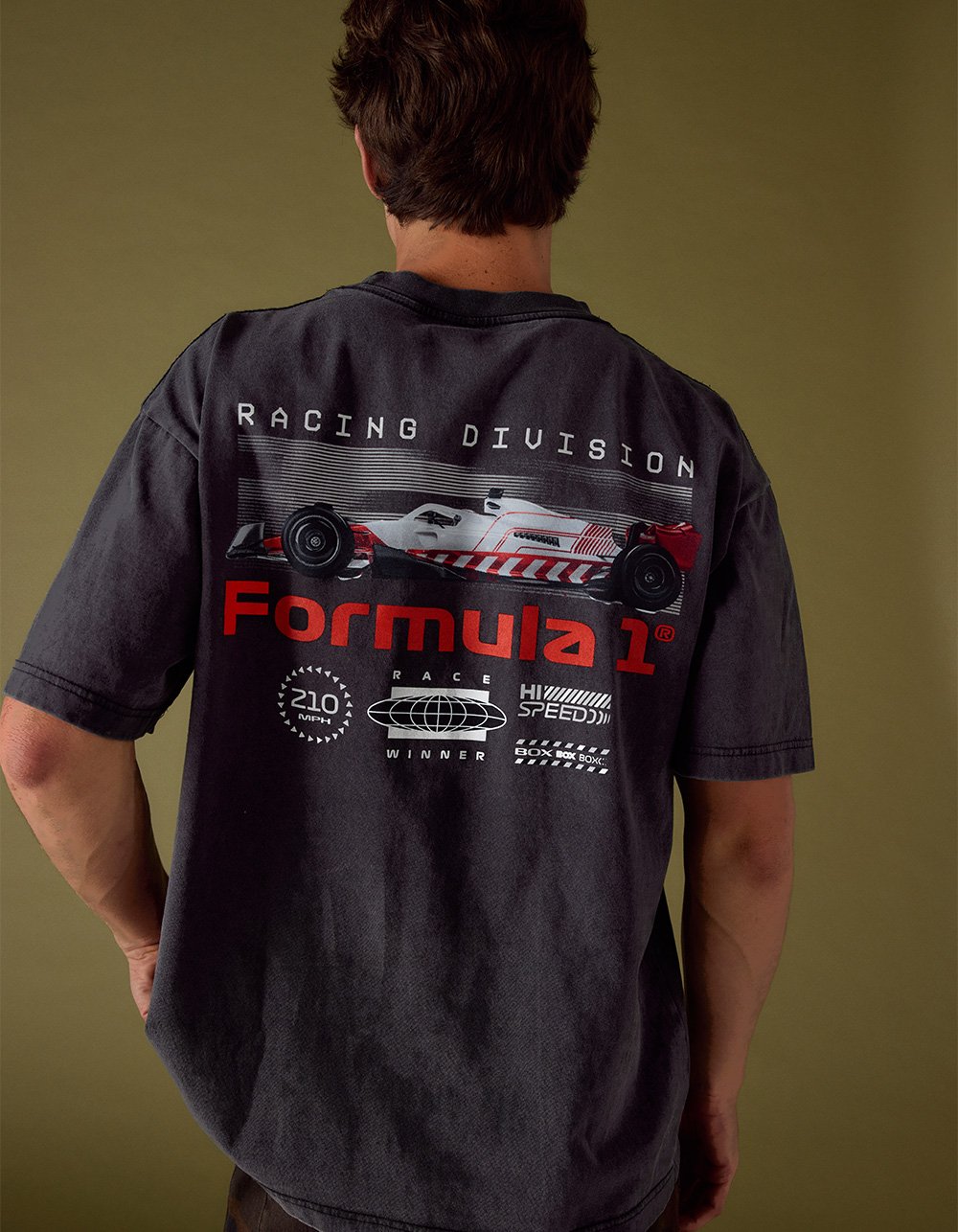 FORMULA 1 High Speed Mens Boxy Tee - WASHED BLACK