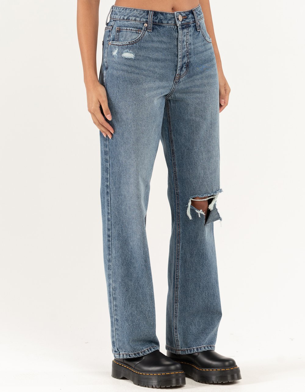 RSQ Womens High Rise Straight Leg Jeans - MEDIUM WASH