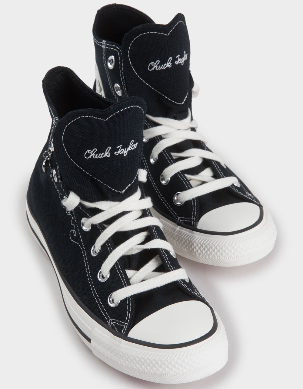 CONVERSE Chuck Taylor All Star Hearts Womens High Top Shoes - BLACK