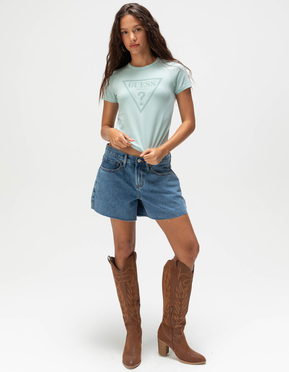 GUESS ORIGINALS Womens Slim Fit Vintage Tee - MINT