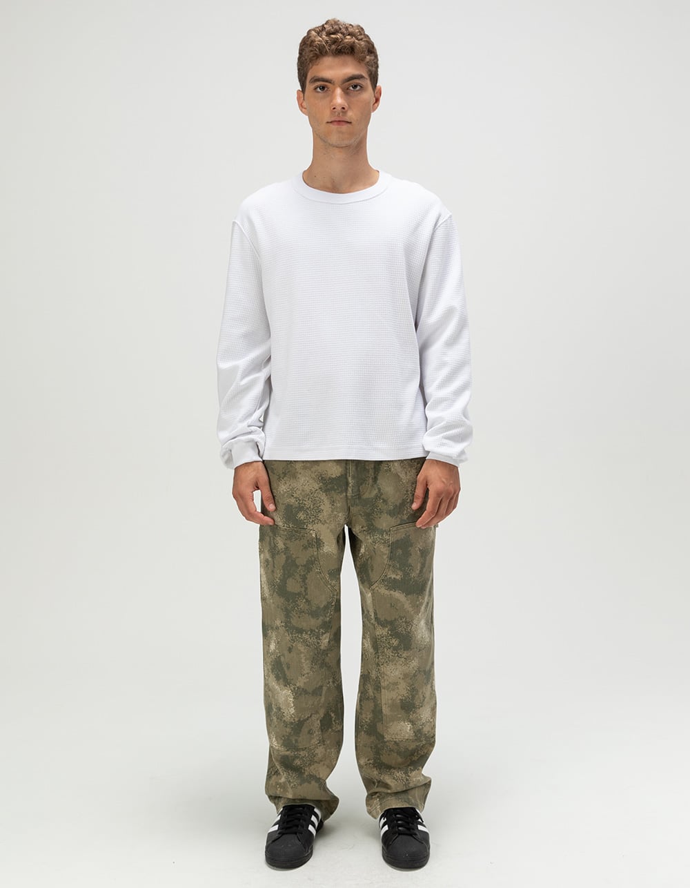 RSQ Mens Washed Boxy Thermal - WHITE