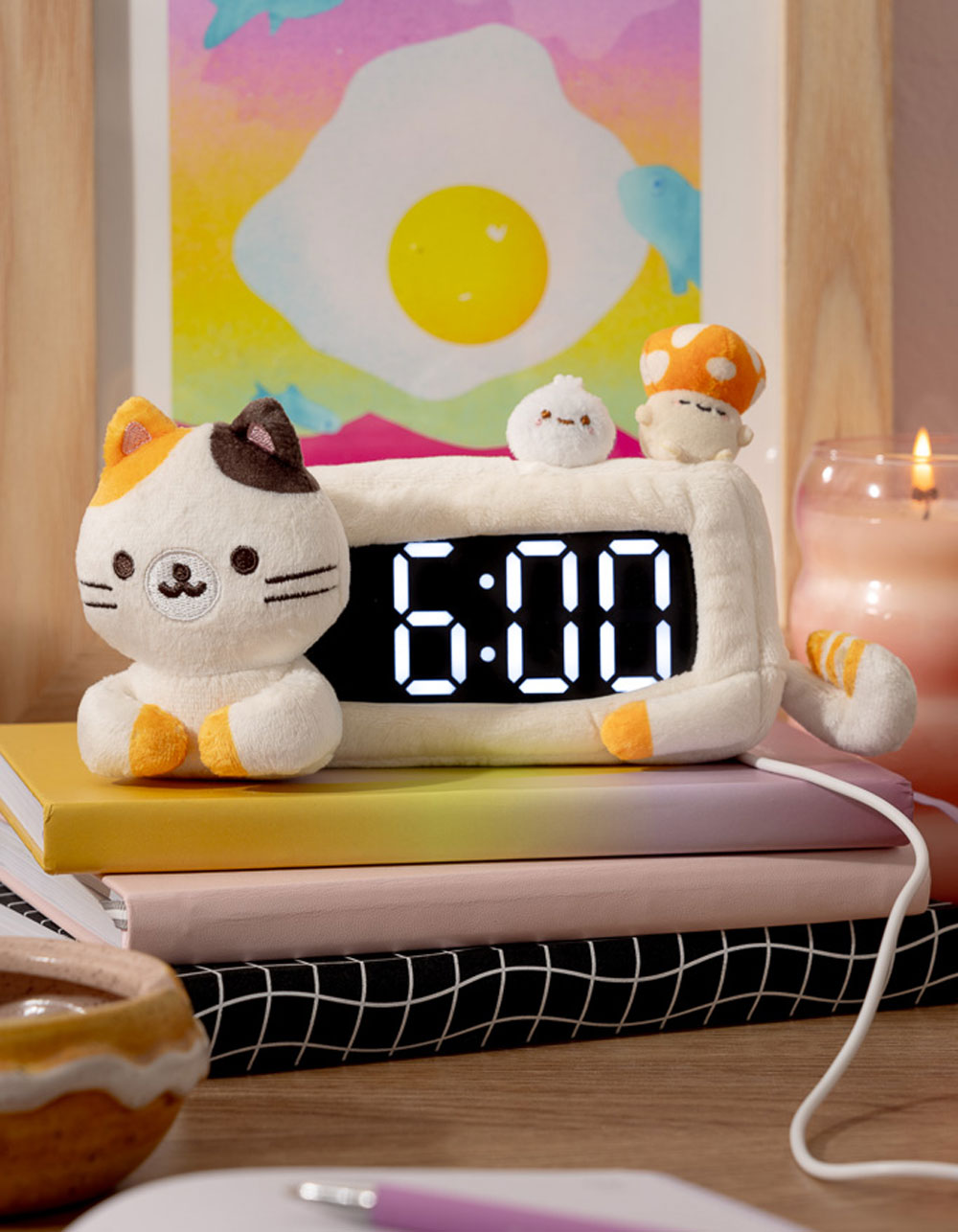 SMOKO Calico Cat Plush Clock