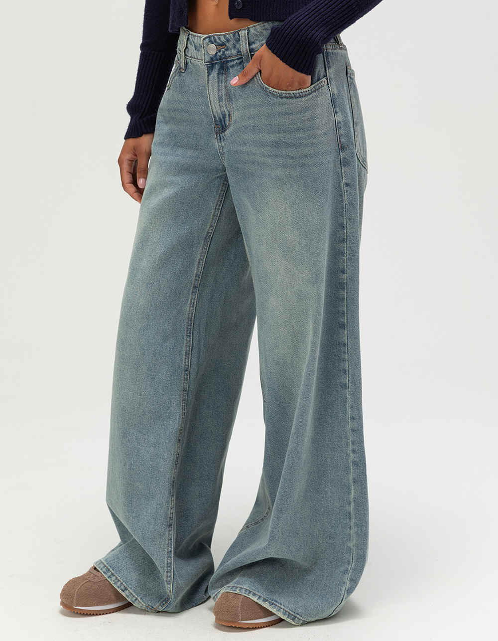RSQ Womens Low Rise Baggy Jeans - TINTED DENIM