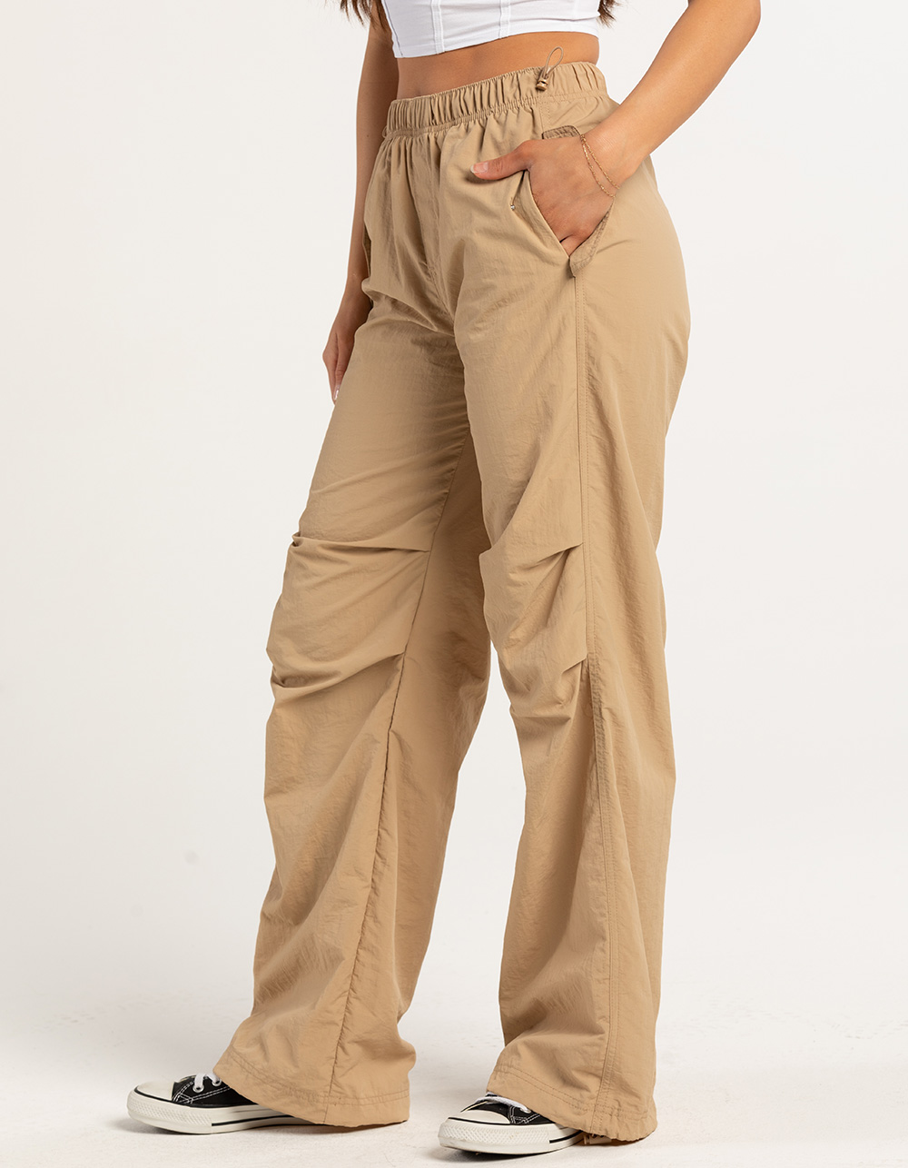 LOVE TREE Womens Nylon Parachute Pants KHAKI Tillys