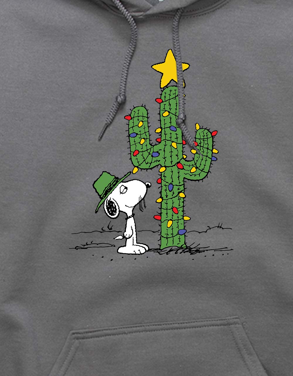 PEANUTS Cactus Lights Unisex Hoodie - CHARCOAL