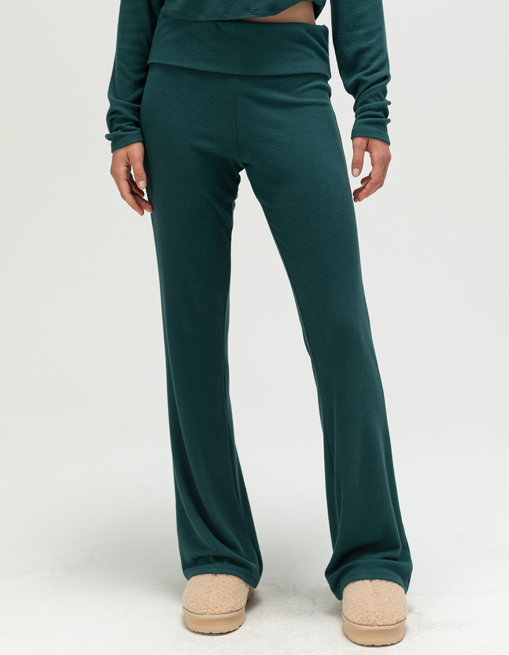 FULL TILT Brushed Fold Over Flare Womens Pants