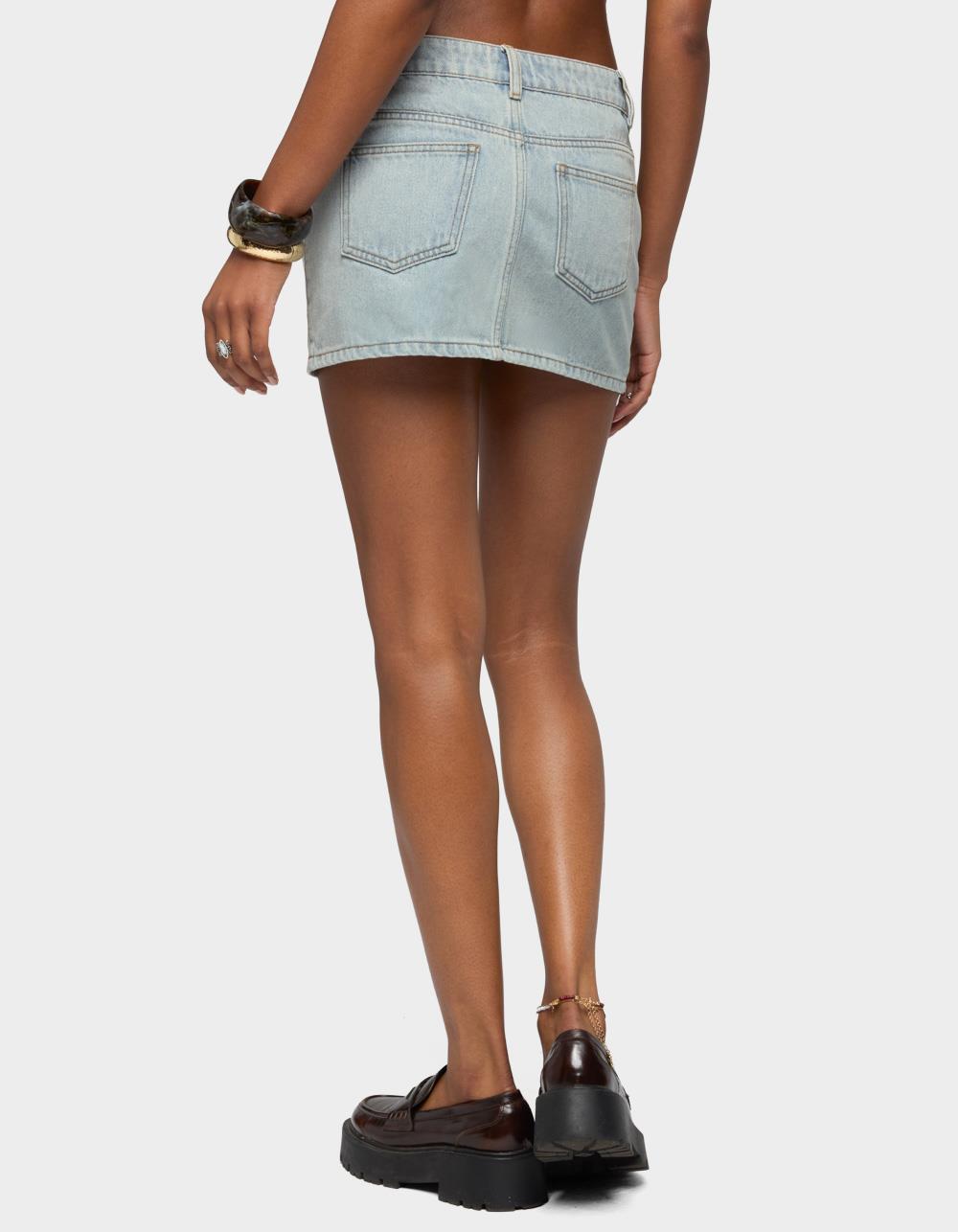 EDIKTED Spencer Low Rise Denim Micro Skirt