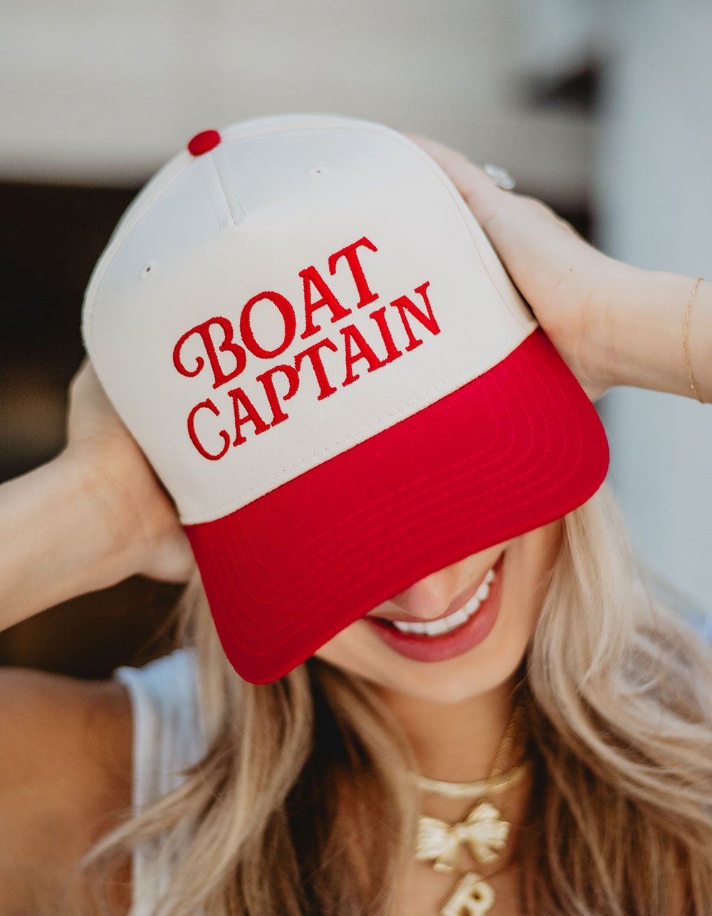 KATYDID Boat Captain Two-Toned Vintage Hat - RED