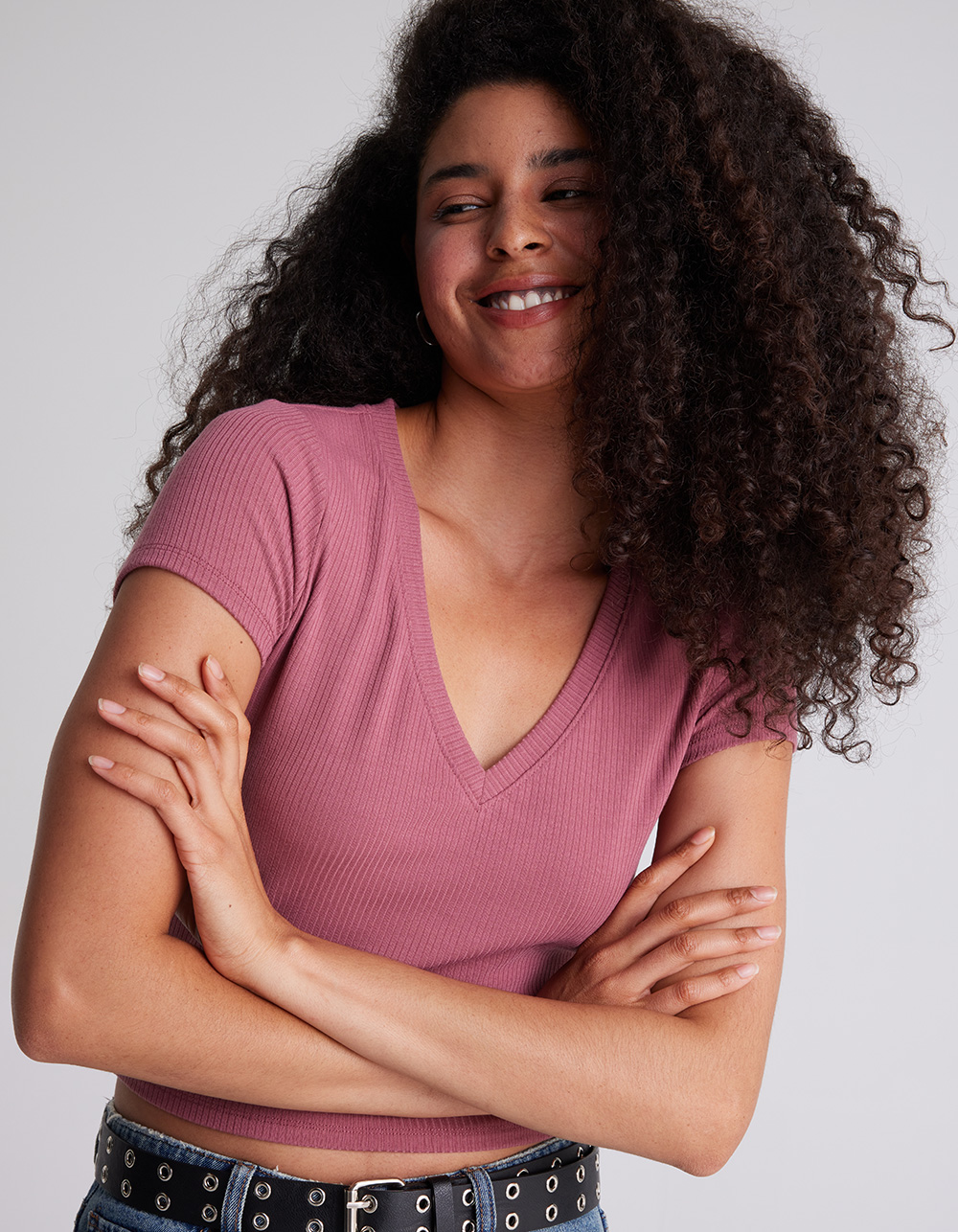 TILLYS VNeck Rib Womens Tee ROSE Tillys