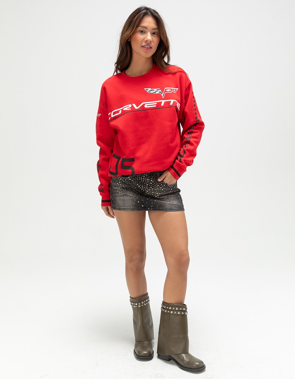 GENERAL MOTORS Corvette Womens Crewneck Sweatshirt - RED