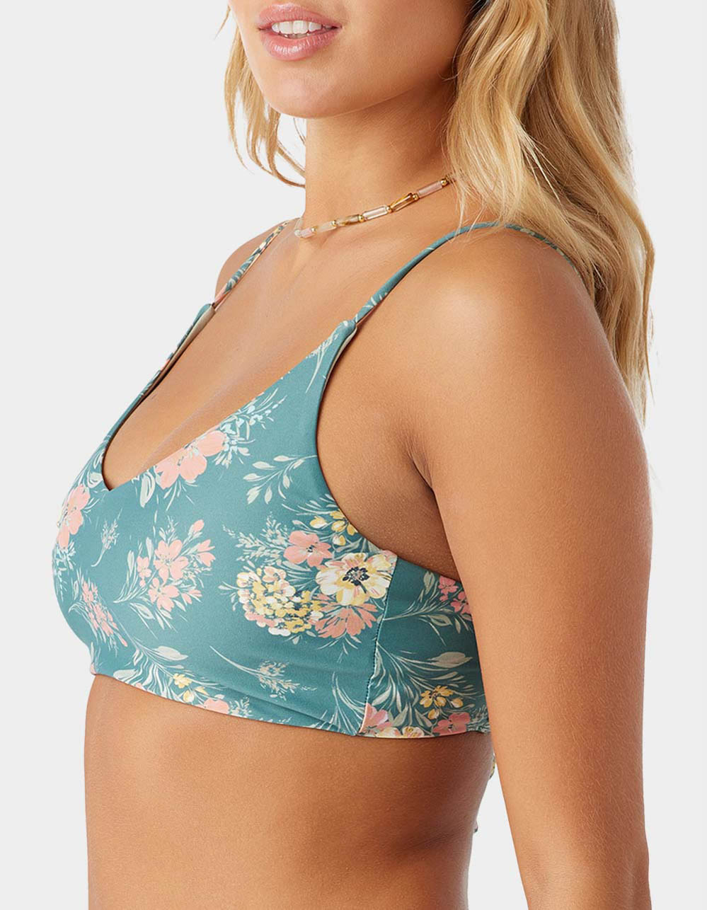 O'NEILL Naya Floral Middles Longline Bralette Bikini Top - GREEN