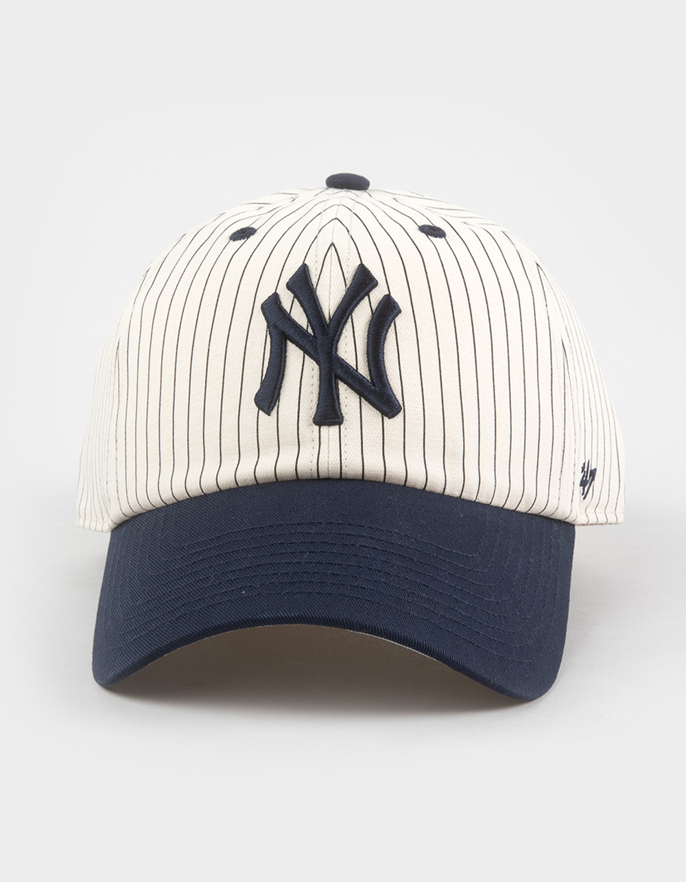 47 BRAND New York Yankees Pinstripe Home Run '47 Clean Up Strapback Hat - CREAM