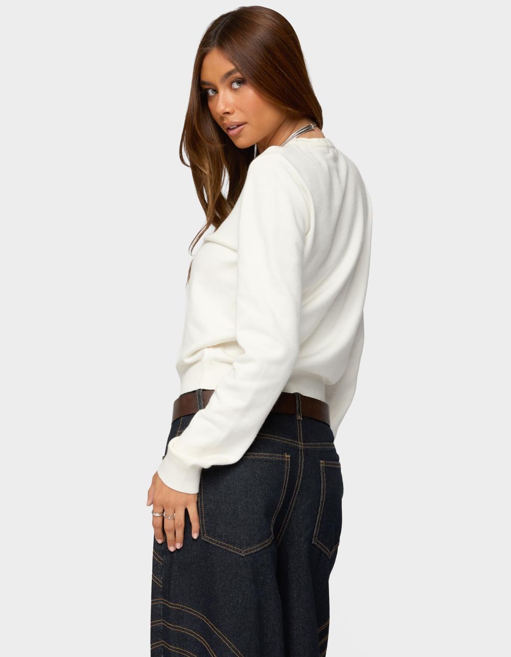 EDIKTED Lizzey Crewneck Sweater - WHITE