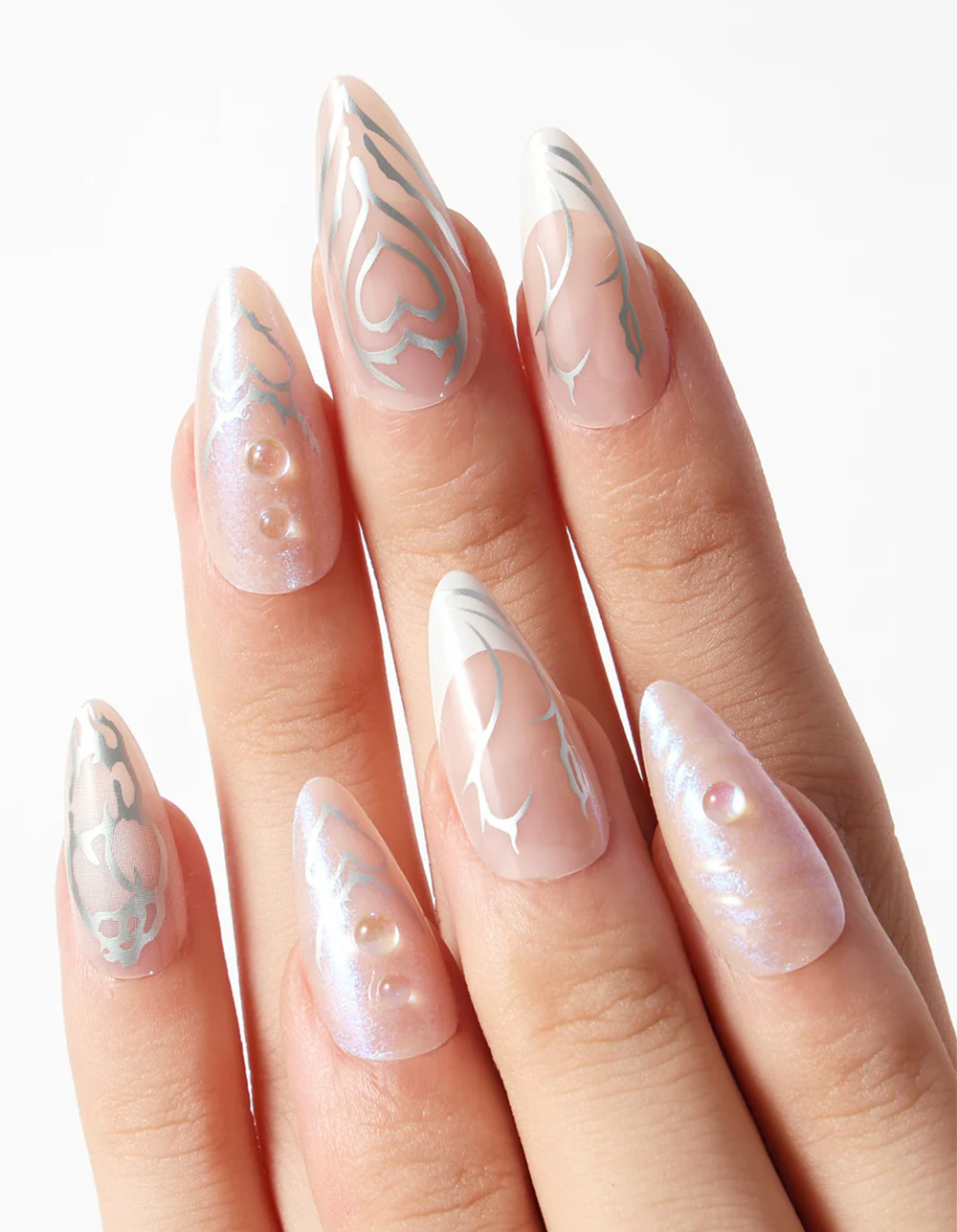 NEVER HAVE I EVER Chrome Hearts Press-On Nails - SILVER