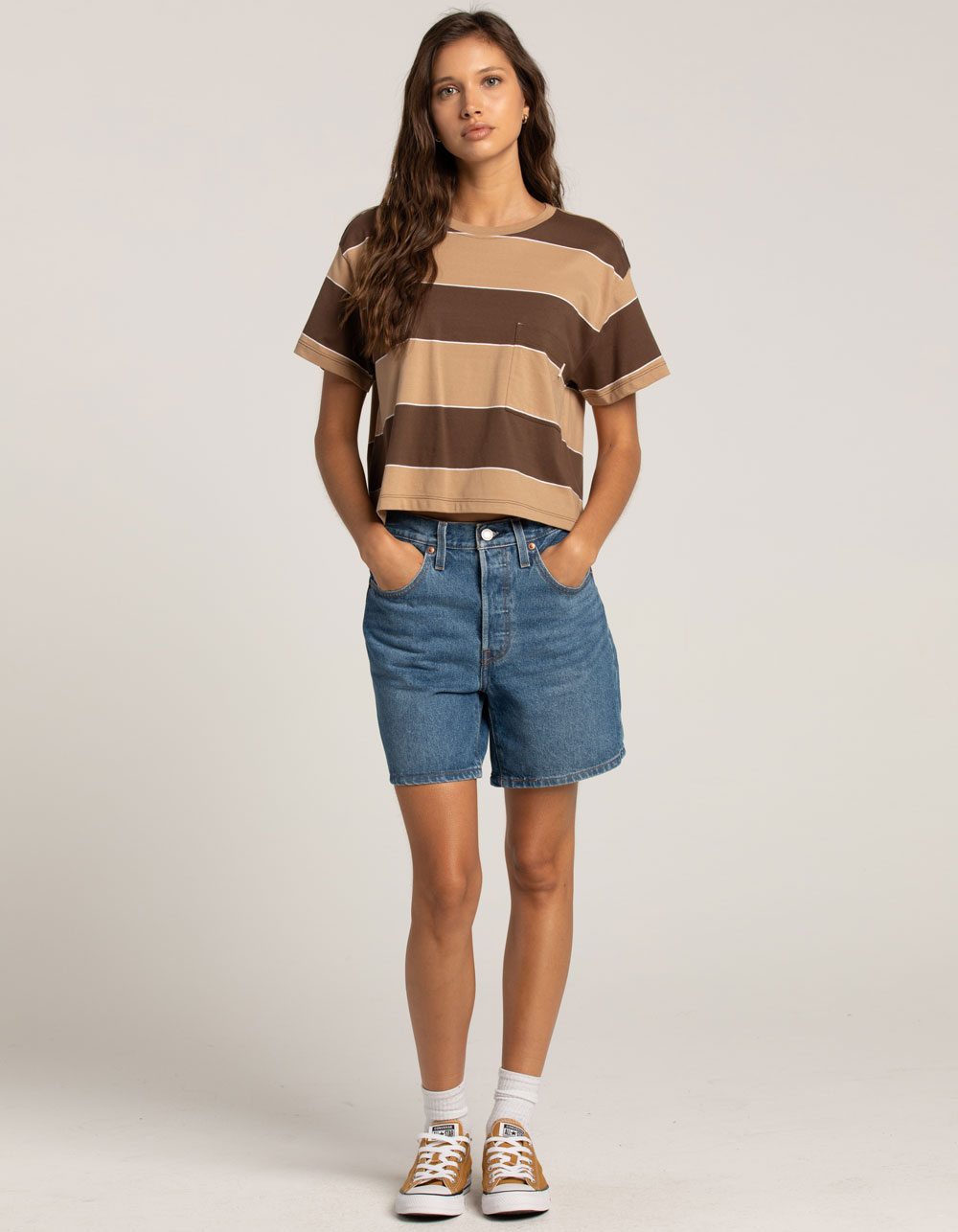 BRIXTON Carefree Womens Pocket Tee BROWN COMBO Tillys