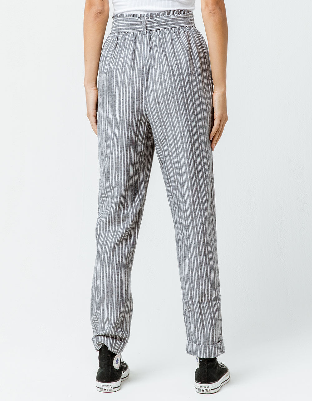 SKY AND SPARROW Stripe Paperbag Waist Womens Trouser Pants image number 2