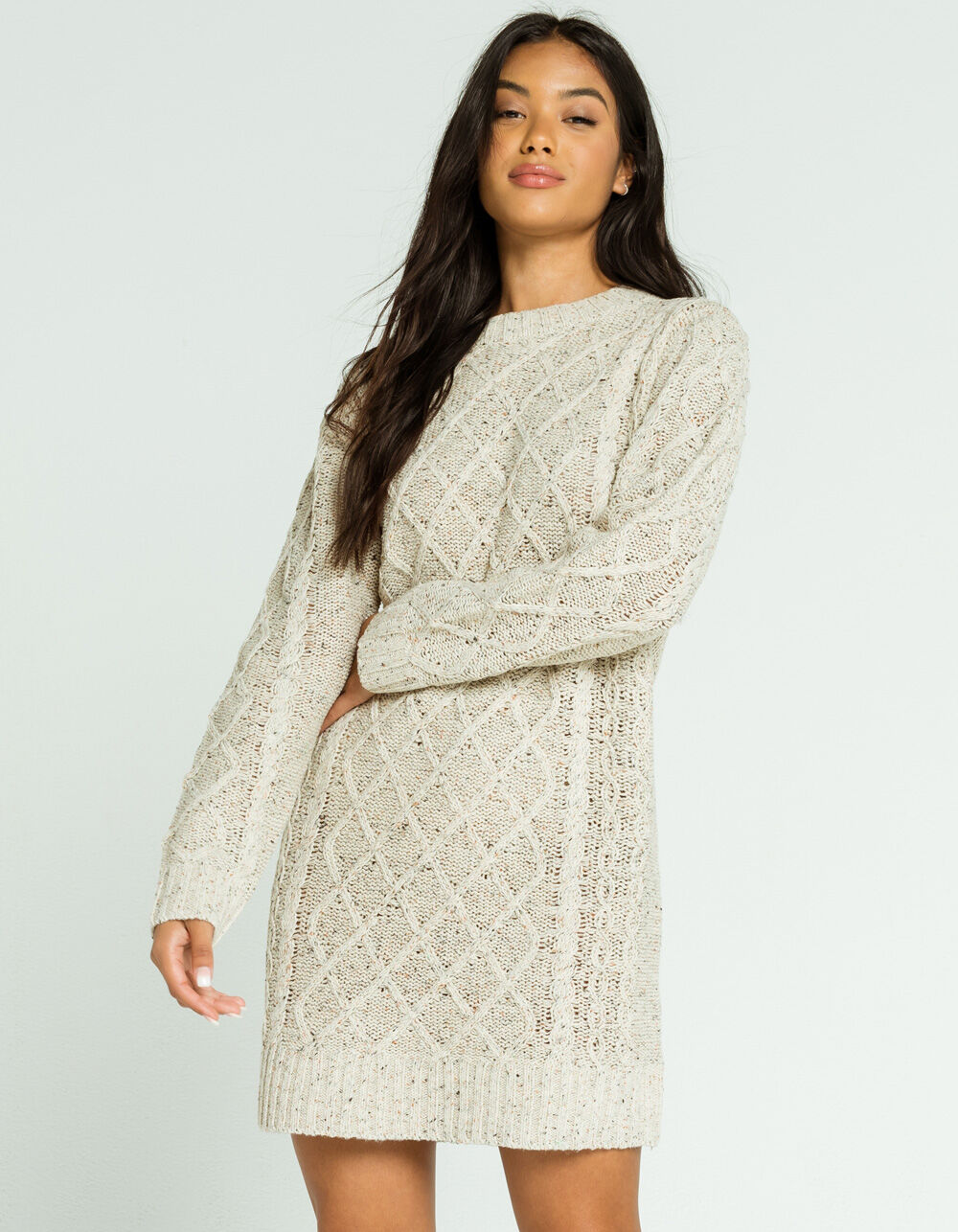 LUMIERE Cable Knit Sweater Dress 