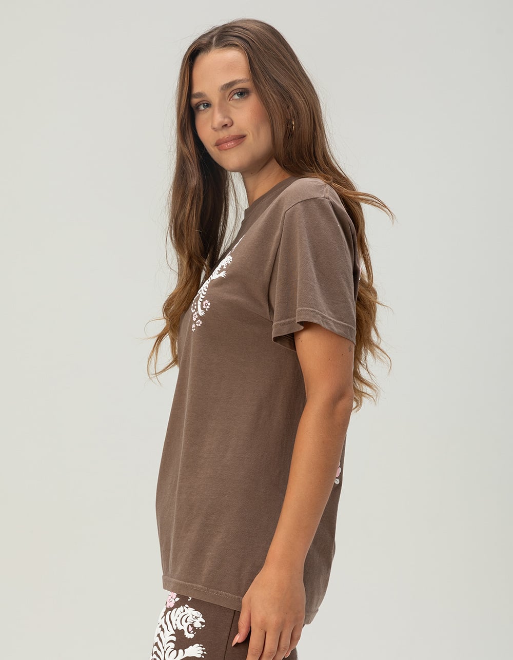 RIOT SOCIETY Tiger Womens Tee - BROWN