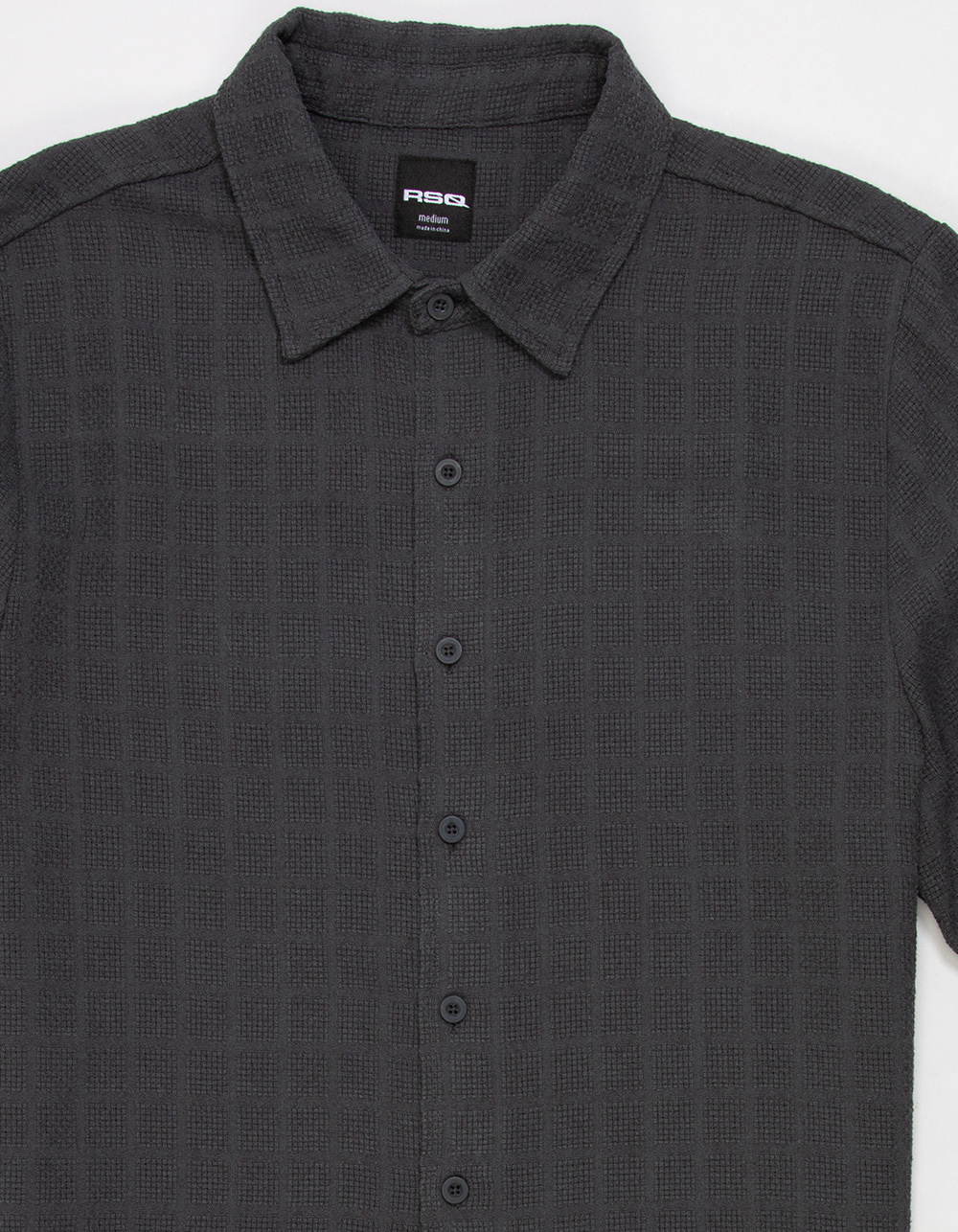 RSQ Mens Textured Button Up Shirt - DARK GRAY