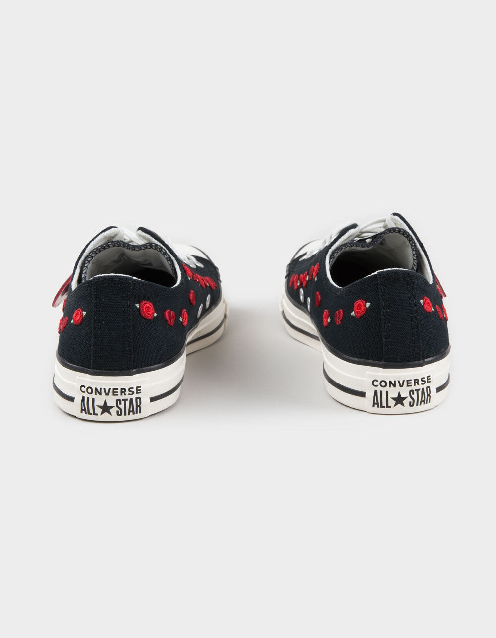 CONVERSE Chuck Taylor All Star Roses Embroidered Womens Low Top Shoes - BLACK