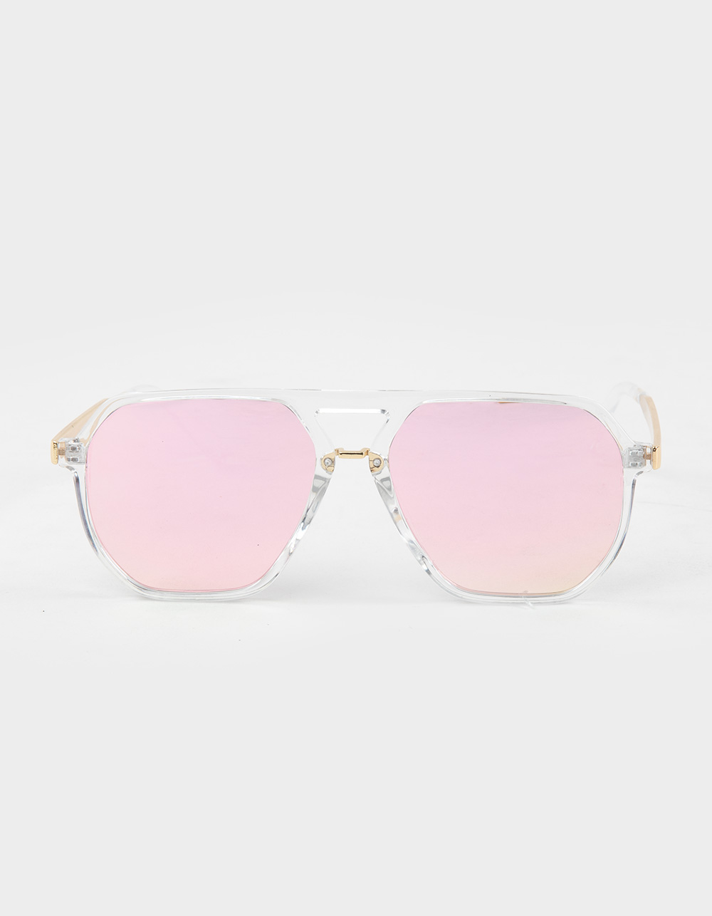 RSQ Gold Mirror Aviator Sunglasses - CLEAR