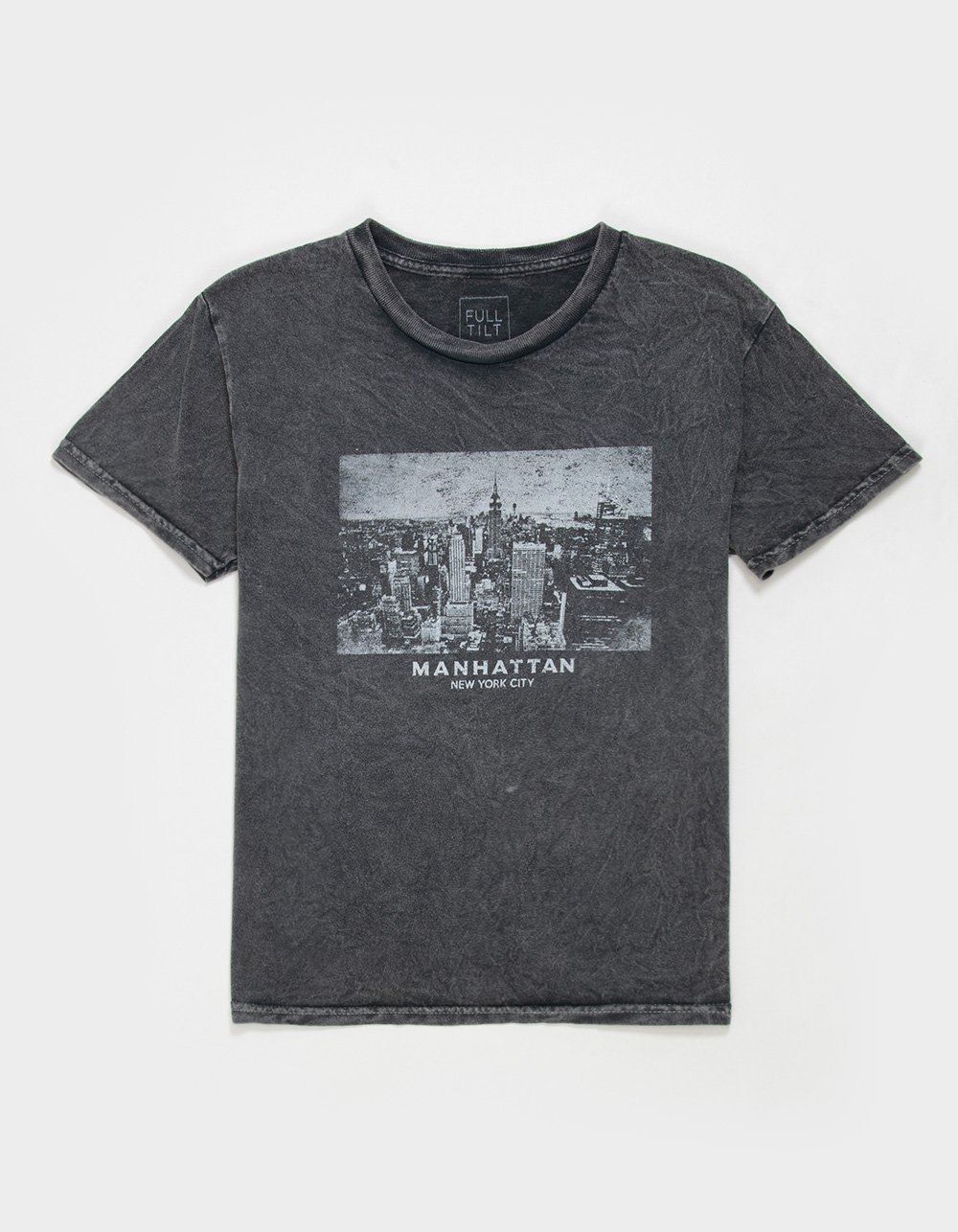 FULL TILT New York Girls Boyfriend Tee - WASHED BLACK