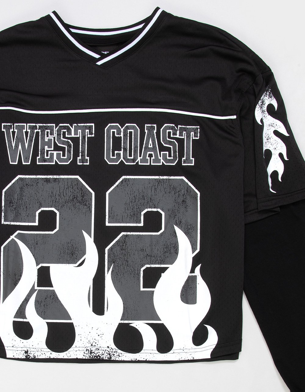 RSQ Mens Mesh Long Sleeve 2fer Jersey - BLACK