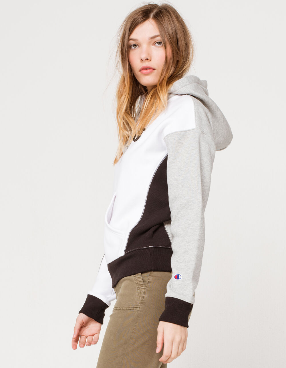CHAMPION Reverse Weave Colorblock Womens Hoodie - WHITE COMBO | Tillys