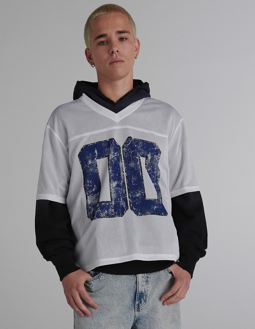 RSQ Mesh Boxy Football Jersey - WHITE