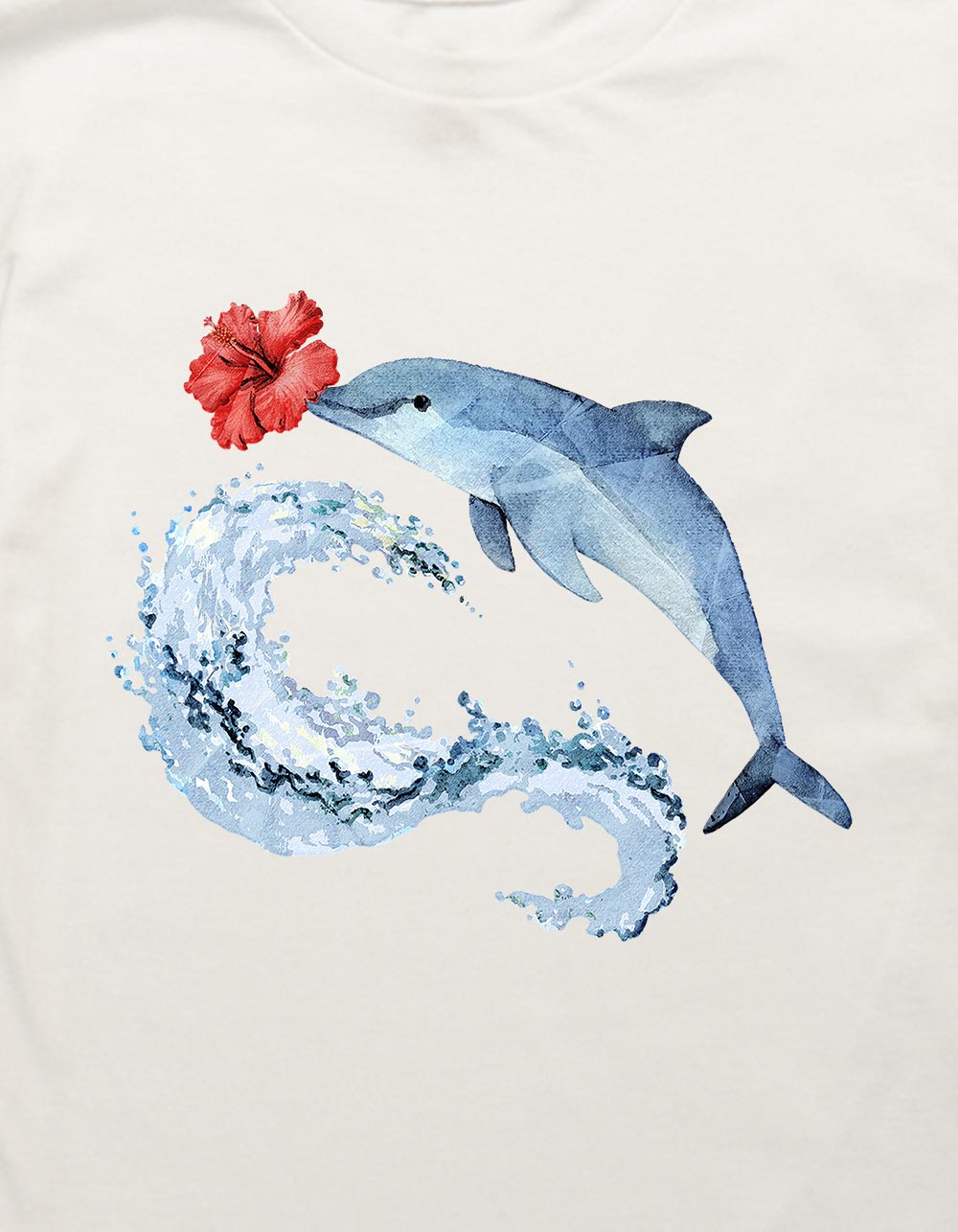 DOLPHIN Hibiscus Splash Unisex Kids Tee - OFF WHITE