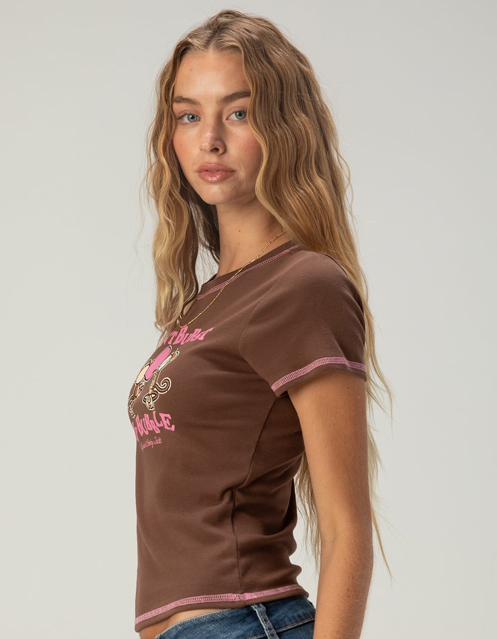 BOBBY JACK Womens Baby Tee - BROWN